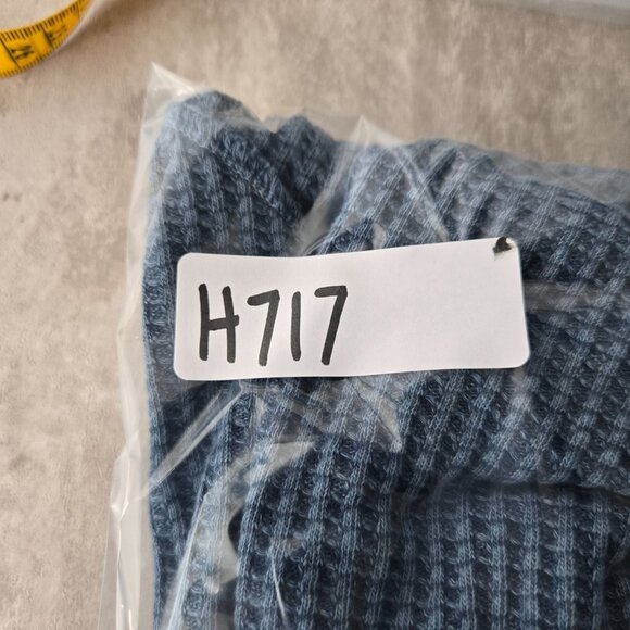 Free People One Blake Thermal Shirt XL Blue Oversized Relaxed Fit Streetwear NWT - Picture 14 of 14